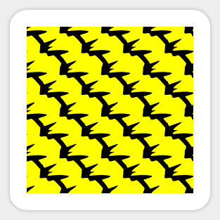 Yellow background with black barbed wire, thorns Sticker